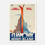 Galrie Chamonix Mont Blanc France Vintage Ski Poster for Summer and Winter Sports Art, Poster Only, 50 x 70cm (20 x 28inch)