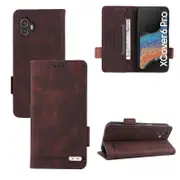 Gangxun Case for Samsung Galaxy XCOVER 6 PRO Leather Magnetic Cover Folio Flip with Credit Card Slots Brown