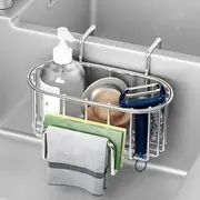 Stainless Steel Sink Sponge Holder - Kitchen Caddy Organizer for Hanging Sponges and Scrubbers