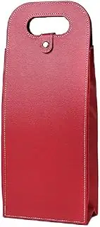 [Generic] 2 Bottle Wine Bag Tote Wine Bag, Reusable Leather Wine Tote Carrier Bag, Leather Wine Bottle Packag Bag, Classic Bottle Decorating Bag (Red, One Size)