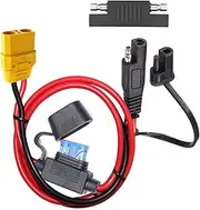 YETOR 10AWG SAE to XT90 Connector Extension Cable,with 15A Protection Fuse for Safety,SAE Plug XT90 Female Adapter Charger Solar Panel Cable for Solar Generator Portable Power Station(2FT)