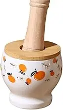 Pestle and Mortar Set High Temperature Ceramic Garlic Pounder Home Use Wooden Mortar and Pestle Grinding Set Kitchen Manual Pounder Herb Grinder Mortar and Pestle