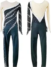 [Zagitova] Figure Skating Pants Jackets Sets Girls Women Comfortable Training Wear Skating Coat With Crystals
