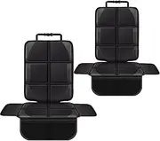 Car Seat Protector, 2 Pack, Child Seat Protection, Waterproof 600D Fabric, Non-Slip Backing, Mesh Pockets for Baby and Pet, Black, Universal Fit, Car, Truck, SUV, Van