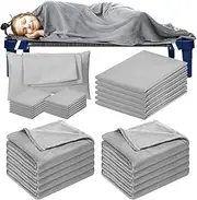 Shihanee 10 Sets Kids Toddler Cot Sheet 23" x 51" with Nap Blanket and 11''x 6'' Pillow Cover for Daycare Preschool, Breathable Microfiber Cot Cover with Elastic Corner Strap, 40''x 48'' Nap Blanket