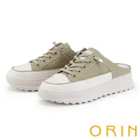 在飛比找momo購物網優惠-【ORIN】牛皮厚底休閒穆勒鞋(綠色)