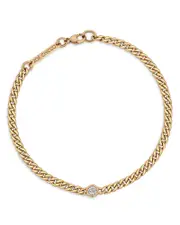 Zoe Chicco 14K Yellow Gold Floating Diamond Small Curb Chain Bracelet