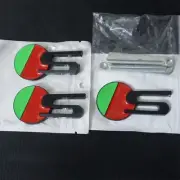 Matte Green Black S Metal Grille Emblem + 2x Decal Sticker Badge Turbo Trunk AWD (for: Peugeot)