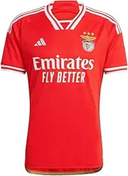 [adidas] Men's Soccer Benfica 23/24 Home Jersey - 100% Recycled Polyester Tricot, 120 Anos on Back Collar,