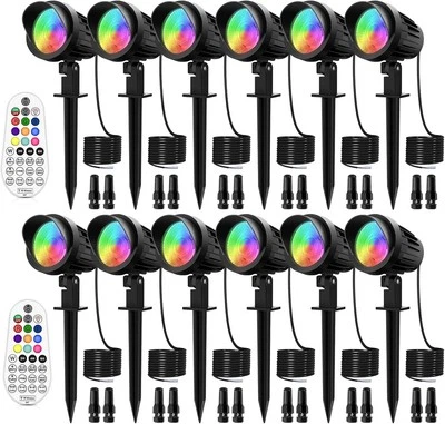 MEIKEE 7W RGB Low Voltage Landscape Lights 12Pack, (Red, Green, Blue)