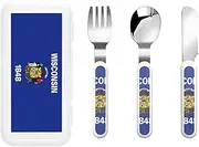 Wisconsin State Flag 3 Piece Set For Camping Stainless Steel Flatware, Spoon, Fork, Knife, Ideal For Outdoor