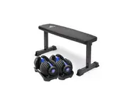 2x Powertrain 24kg Blue Adjustable Dumbbell w/ 10437 Adidas Bench
