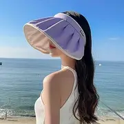 [Ling88] Women Foldable Sun Hat Quick Dry Summer Sunshade Sun Hat Women Uv Protection Shell Empty Top Hat Women Large Brim Summer Beach Cap Hiking Gardening Hat for Women Girl,Purple