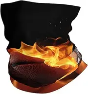 [LHBWCVN] Basketball On Fire Neck Gaiter Windproof Face Cover UPF 50+ Sun Protection Face Mask Cooling Breathable Bandana Head Wrap Cycling Balaclava Magic Scarf for Men Women, White