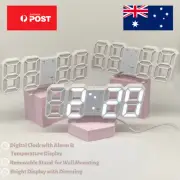 Modern Digital 3D LED Wall Clock/Alarm Clock in White