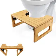 Bamboo Toilet Stool - Foldable Bathroom Step for Kids & Adults