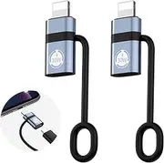 USB C Lightning Adapter Support 30 W PD, Pack of 2 for Lightning to USB-C Adapter, Compatible with iPhone 15 Series/Samsung and Other Type-C Devices, for OTG/Data Transfer, Conceived, Silvery-Black