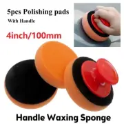 6PCS/SET 4inch/100mm Car Wax Applicator Pad Sponge Applicator Waxing Pad &Handle