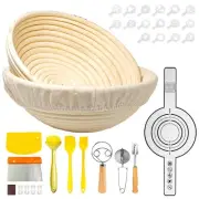 Banneton Basket 9 Inch Round Banneton Bread Proofing Basket with Accessories,...