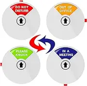 Sukh Do Not Disturb Door-Hanger Sign - Meeting In Progress Door Sign,Out of Office Sign,Please Knock Sign,In a Meeting Sign for Office Door,Do Not Disturb Sign,4 Options Office privacy sign room status indicator magnet 5 Inch, Silver