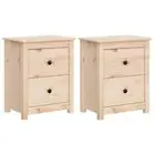 2x Bedside Tables Drawers Storage Side Lamp Cabinets Nightstand Solid Pine Wood