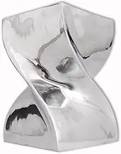 Stool/Side Table Twisted Shape Aluminium Silver Home Accent