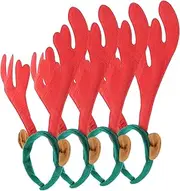 [Abaodam] 4pcs Christmas Antler Headband Plush Headband Xmas Antler Hair Hoops Deer Horn Headband Xmas Reindeer Headband Christmas Head Bopper Christmas Costume Hairband Red Non-woven Fabric