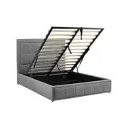 Foret Bed Frame Double Gas Lift Storage Base Bedroom Furniture Fabric Grey