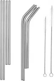 [Westinghouse] Stainless Steel Drinking Straws, Set of 10, 8 Straws, 2 Cleaning Brushes, Stainless Steel, Reusable, Eco-Friendly, Elegant Design, Dishwasher Safe, S