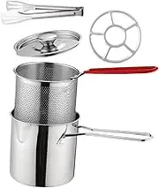 PRETYZOOM Fry Pot Basket and Lid Mini Deep Fryer Set 304 Stainless Steel Suitable for Shrimp Chicken Fries