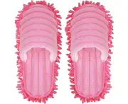 Microfiber Slippers Floor Cleaning Mop Men and Women House Dusting Slippers Floor Dust Dirt Cleaning Slipper (Pink）