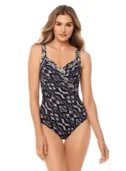 Miraclesuit Black Sanibel One-Piece Swimsuit Womens EB1945 Size 12DD