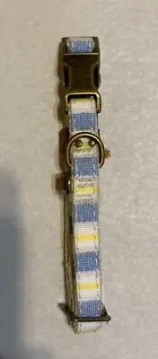 NEW! Top Paw Yellow/Blue Striped Linen Blend Dog Collar X-Small 8.5-12in