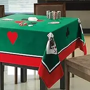 60.5-Inch Square Velour Table Cloth - 100% Cotton, Game Cards Design - Soft, Durable, Machine Washable - Perfect for Game Night (Cards Table Towel, 60.5" Square)