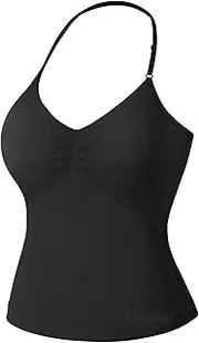 [VOYJOY] Impact Longline Strappy Top Workout Tank Tops for Women Impact Gym Sports Bra Camis