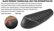 BLACK PREMIUM TOURING DUAL SEAT FIT FOR ROYAL ENFIELD INTERCEPTOR 650