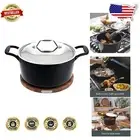 Stylish Enameled 6QT Cast Iron Dutch Oven with Wooden Trivet - Oven Safe 650°F