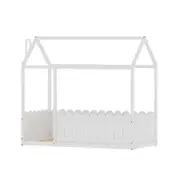 Artiss Bed Frame Wooden Kids House Single Frame White KORI