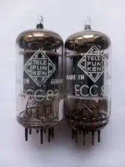 Balanced Pair ECC83 / 12AX7 Telefunken Ribbed Plate, Diamond Bottom