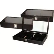 3 Wrist Watch Case Display 18 Watches Glass Box Cover 14 3/4" x 8 1/4"