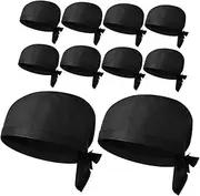 [Holibanna] 10pcs Chef Hat Kitchen Cook Hat Restaurant Uniform Cap Cotton Serving Turban for Men Women Black
