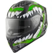 V128 Naga Matt Black Green Full Face Helmet