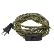15Ft 18/2 Cloth Covered Lamp Cord with Plug, Vintage Electrical Lamp Cord with S
