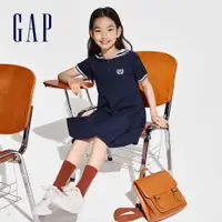 在飛比找蝦皮商城優惠-Gap 女童裝 Logo印花翻領短袖洋裝-海軍藍(89049