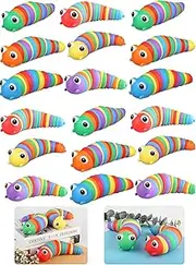 SULiiWOO Fidget Slug, 6PCS Fidget Slug Toys with 6 Rainbow Colors, Articulated Sensory Slug for Kids and Adults as Autism Sensory Toys, 3D Printed Anxiety Relief Caterpillar Toy Fidget Toy Pack