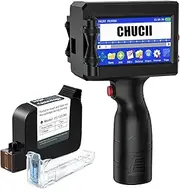 CHUCII Handheld Inkjet Printer, Hand Held Printer with 42ml Quick-Drying Ink Cartridge, for Text QRCode Barcode Date Time Logo Batch Number Print on Metal Wood Glass Cloth Carton Plastic