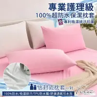 在飛比找Yahoo奇摩購物中心優惠-FOCA雲夕粉 專業護理級 100%超防水保潔枕頭套二入組 