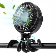 Stroller Fan - Personal Portable Car Seat Baby Fan, 360° Rotate Flexible Tripod Clip On Stroller, USB or Battery Operated Desk Fan Adjustable 3 Speeds for for Car Seat Crib Bike Treadmill
