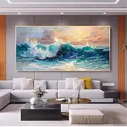 Handmade Original Sea Wave Oil Painting On Canvas Abstract Ocean Seascape Painting Wall Art for Home Decor With Stretched Frame Without Inner Frame Painting