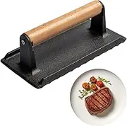 Weighted Cooking Grill Press,Heavy-Duty Rectangle Steak Press with A Wooden Handle - Grilling Utensils and Cooking Accessories for Tacos, Steaks, Burgers, Bacon, Sausages Jmedic